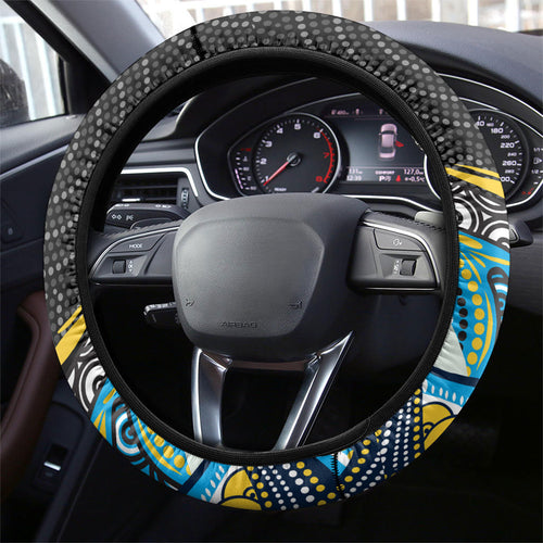 Gold Coast Titans Steering Wheel Cover The Scream of Lightning Eyes - Indigenous Dot Ripping Effect