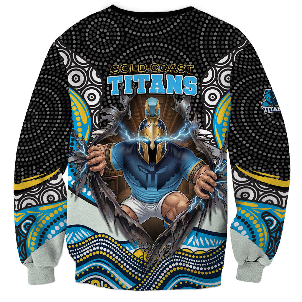 Gold Coast Titans Sweatshirt The Scream of Lightning Eyes - Indigenous Dot Ripping Effect