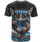Gold Coast Titans T Shirt The Scream of Lightning Eyes - Indigenous Dot Ripping Effect