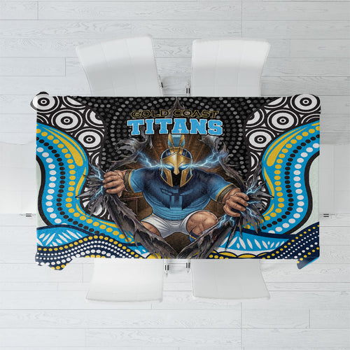 Gold Coast Titans Tablecloth The Scream of Lightning Eyes - Indigenous Dot Ripping Effect