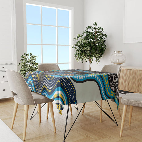 Gold Coast Titans Tablecloth The Scream of Lightning Eyes - Indigenous Dot Ripping Effect
