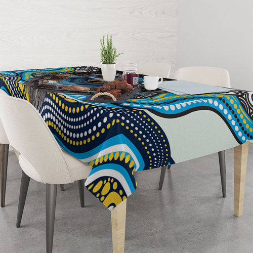 Gold Coast Titans Tablecloth The Scream of Lightning Eyes - Indigenous Dot Ripping Effect