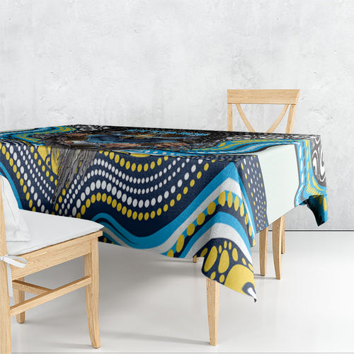 Gold Coast Titans Tablecloth The Scream of Lightning Eyes - Indigenous Dot Ripping Effect