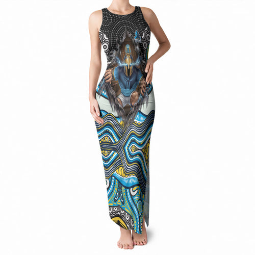 Gold Coast Titans Tank Maxi Dress The Scream of Lightning Eyes - Indigenous Dot Ripping Effect