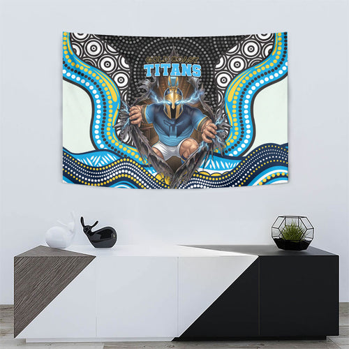 Gold Coast Titans Tapestry The Scream of Lightning Eyes - Indigenous Dot Ripping Effect