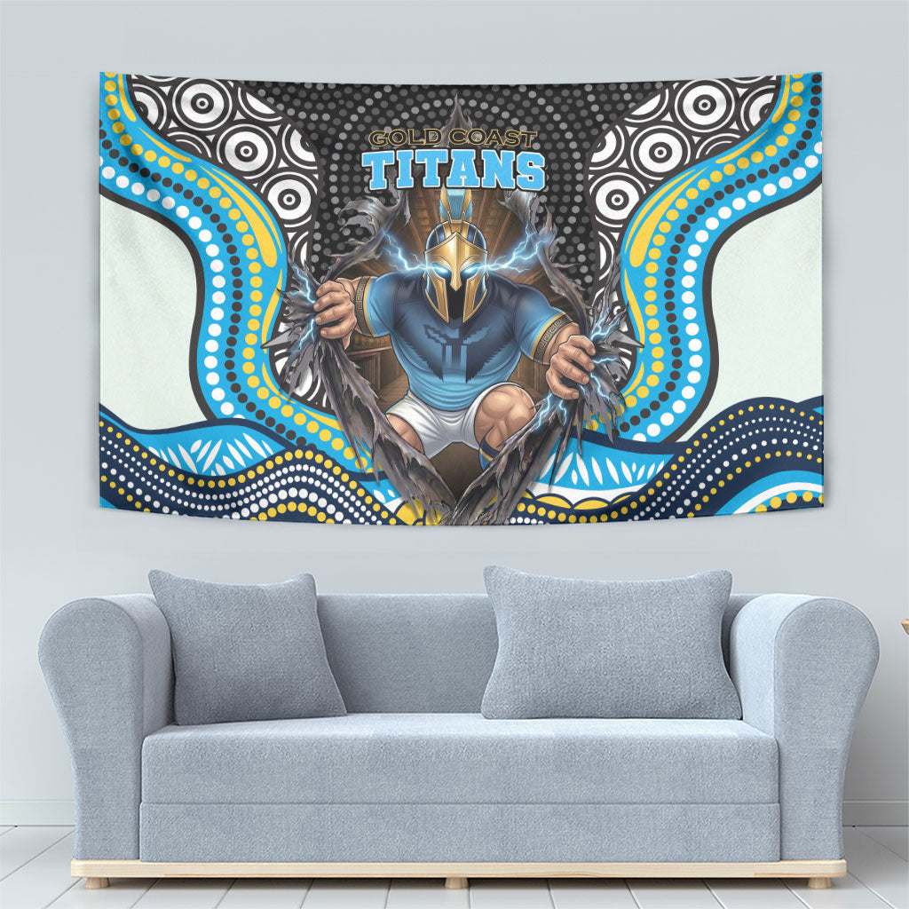 Gold Coast Titans Tapestry The Scream of Lightning Eyes - Indigenous Dot Ripping Effect
