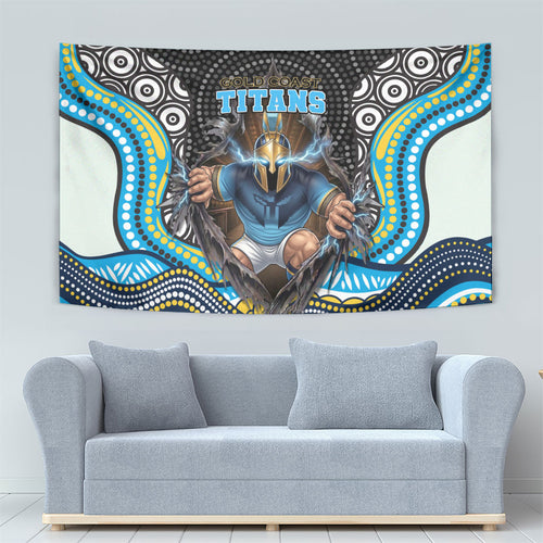 Gold Coast Titans Tapestry The Scream of Lightning Eyes - Indigenous Dot Ripping Effect