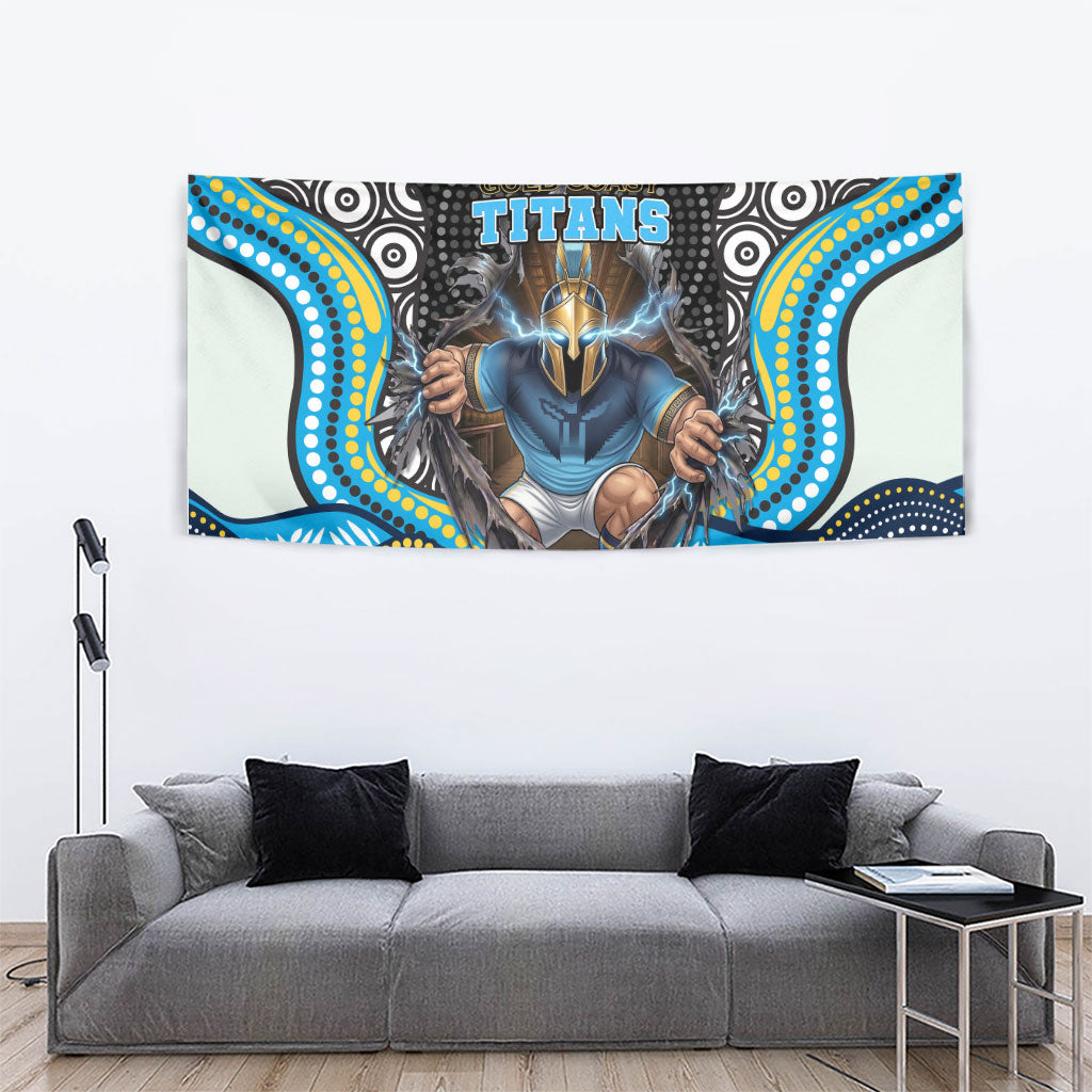 Gold Coast Titans Tapestry The Scream of Lightning Eyes - Indigenous Dot Ripping Effect