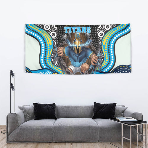 Gold Coast Titans Tapestry The Scream of Lightning Eyes - Indigenous Dot Ripping Effect