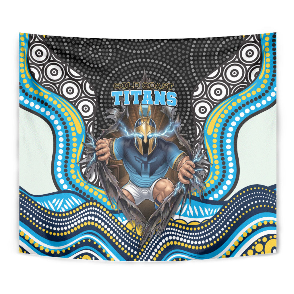 Gold Coast Titans Tapestry The Scream of Lightning Eyes - Indigenous Dot Ripping Effect