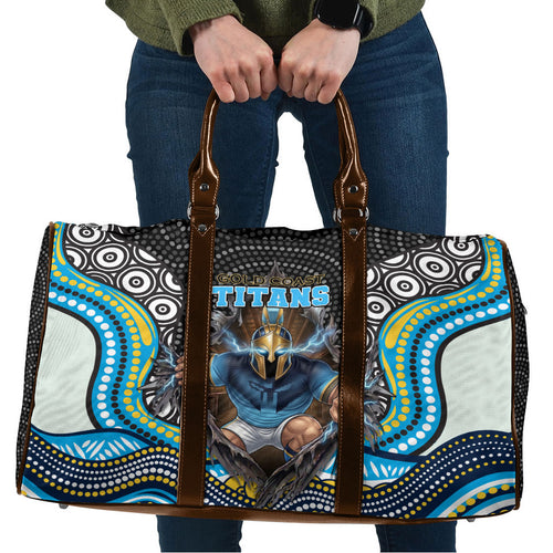 Gold Coast Titans Travel Bag The Scream of Lightning Eyes - Indigenous Dot Ripping Effect