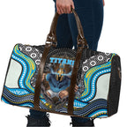 Gold Coast Titans Travel Bag The Scream of Lightning Eyes - Indigenous Dot Ripping Effect