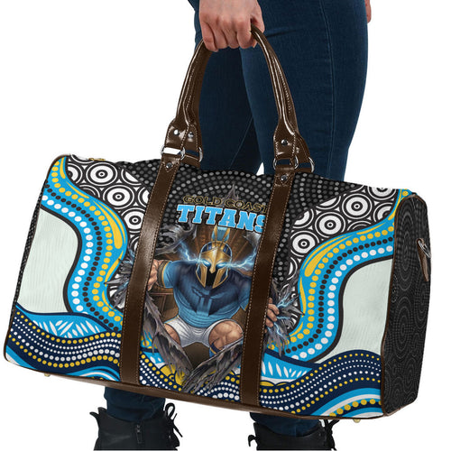 Gold Coast Titans Travel Bag The Scream of Lightning Eyes - Indigenous Dot Ripping Effect
