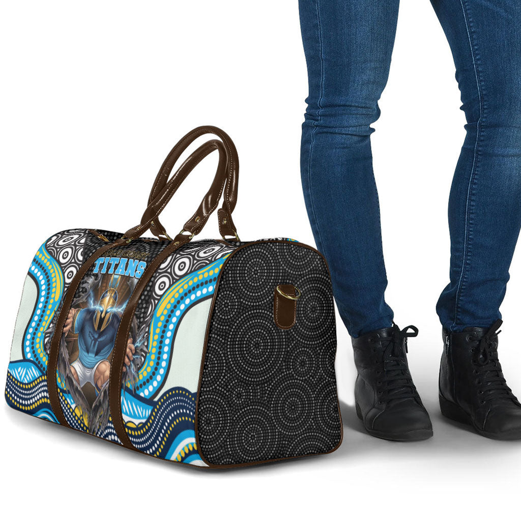 Gold Coast Titans Travel Bag The Scream of Lightning Eyes - Indigenous Dot Ripping Effect