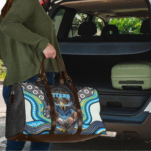 Gold Coast Titans Travel Bag The Scream of Lightning Eyes - Indigenous Dot Ripping Effect