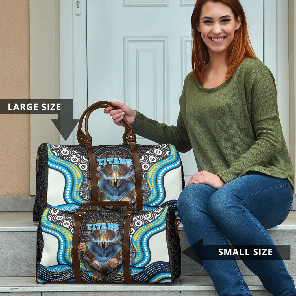 Gold Coast Titans Travel Bag The Scream of Lightning Eyes - Indigenous Dot Ripping Effect