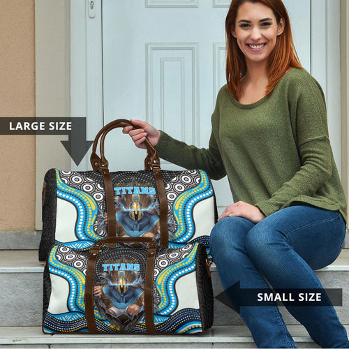 Gold Coast Titans Travel Bag The Scream of Lightning Eyes - Indigenous Dot Ripping Effect
