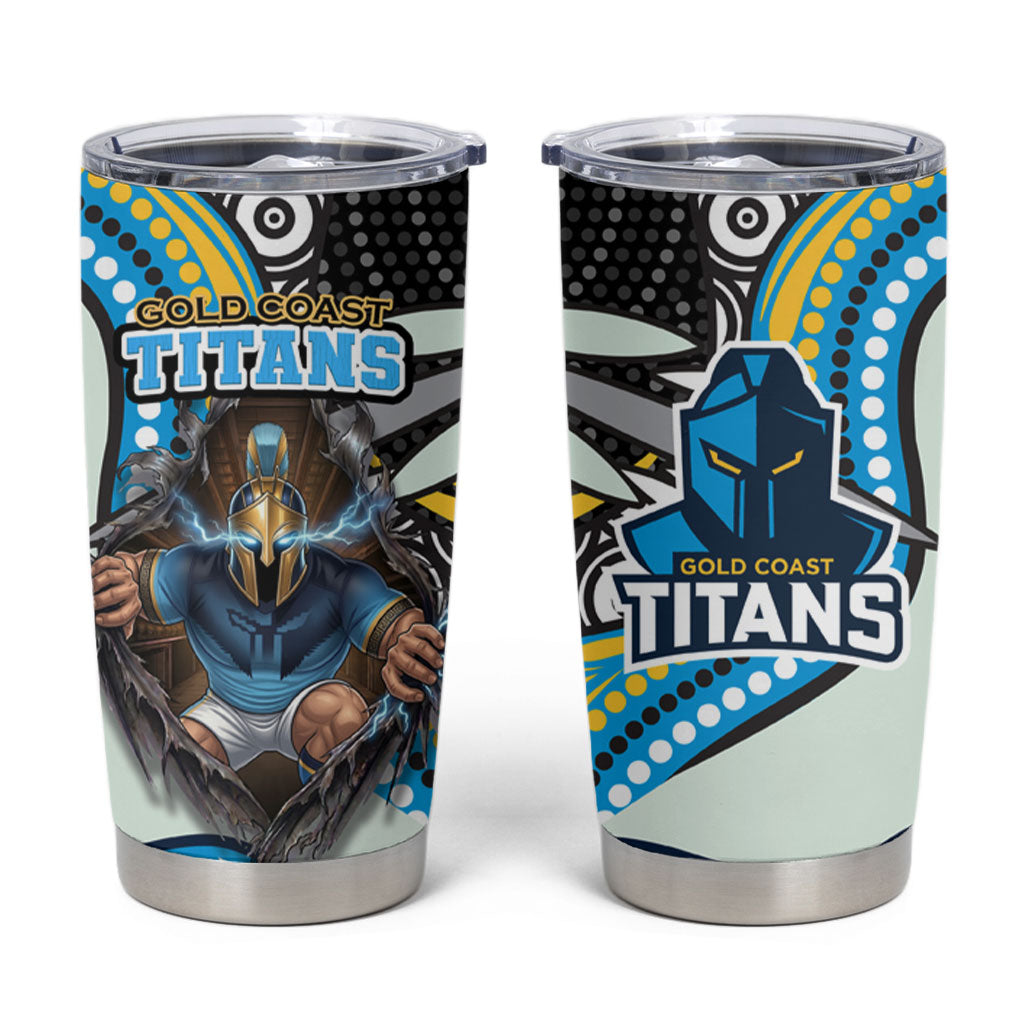 Gold Coast Titans Tumbler Cup The Scream of Lightning Eyes - Indigenous Dot Ripping Effect