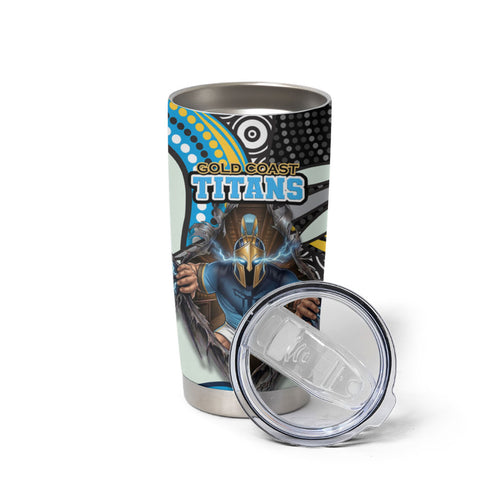 Gold Coast Titans Tumbler Cup The Scream of Lightning Eyes - Indigenous Dot Ripping Effect