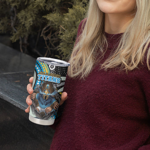 Gold Coast Titans Tumbler Cup The Scream of Lightning Eyes - Indigenous Dot Ripping Effect