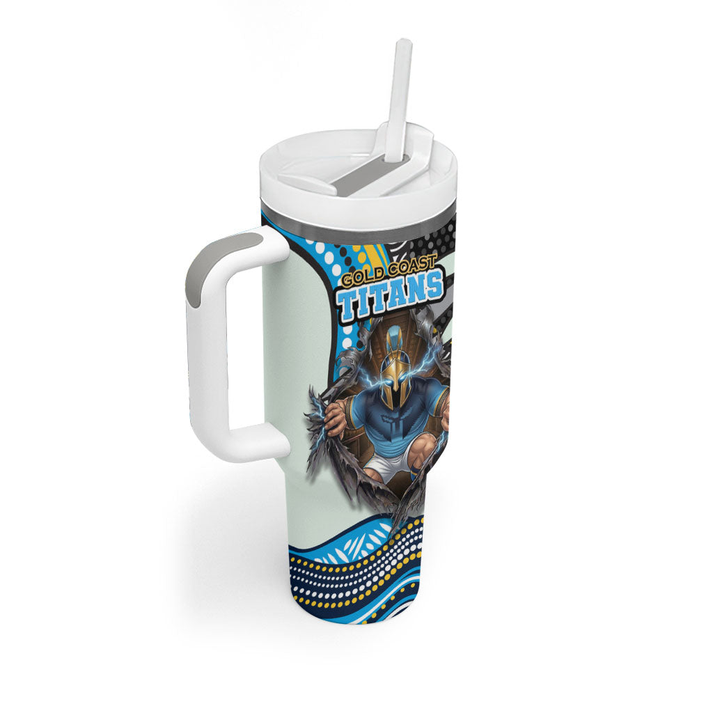 Gold Coast Titans Tumbler With Handle The Scream of Lightning Eyes - Indigenous Dot Ripping Effect