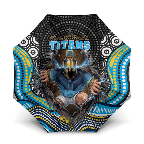 Gold Coast Titans Umbrella The Scream of Lightning Eyes - Indigenous Dot Ripping Effect
