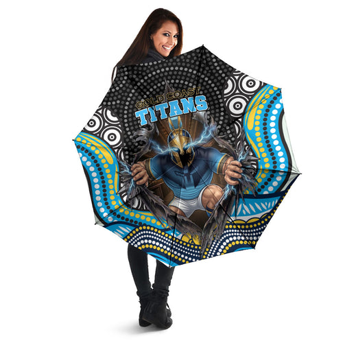 Gold Coast Titans Umbrella The Scream of Lightning Eyes - Indigenous Dot Ripping Effect