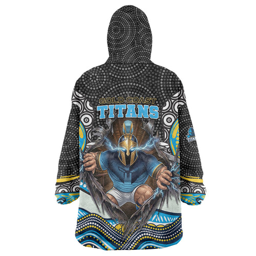 Gold Coast Titans Wearable Blanket Hoodie The Scream of Lightning Eyes - Indigenous Dot Ripping Effect