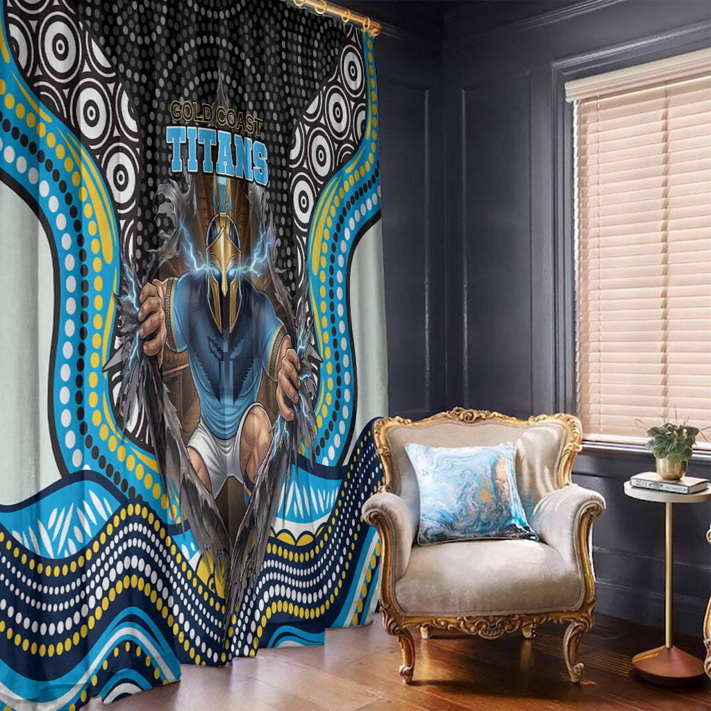 Gold Coast Titans Window Curtain The Scream of Lightning Eyes - Indigenous Dot Ripping Effect