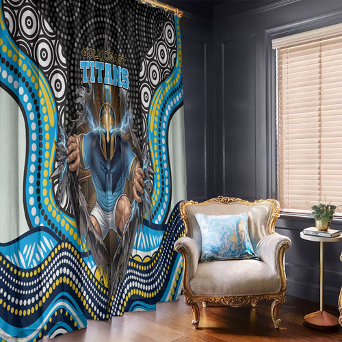 Gold Coast Titans Window Curtain The Scream of Lightning Eyes - Indigenous Dot Ripping Effect