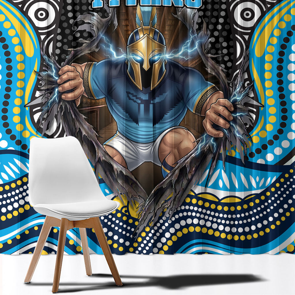 Gold Coast Titans Window Curtain The Scream of Lightning Eyes - Indigenous Dot Ripping Effect