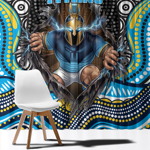 Gold Coast Titans Window Curtain The Scream of Lightning Eyes - Indigenous Dot Ripping Effect