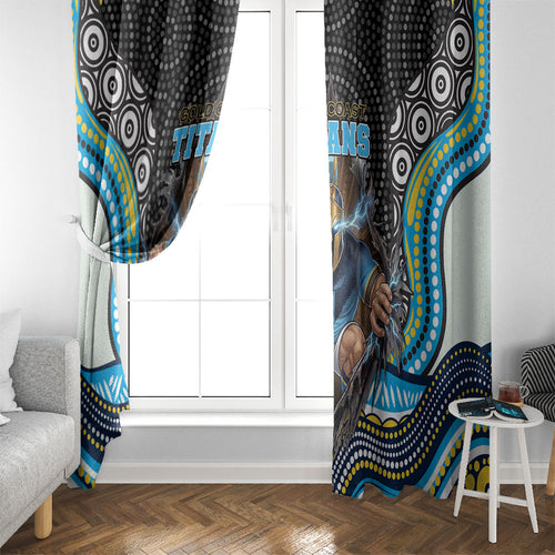 Gold Coast Titans Window Curtain The Scream of Lightning Eyes - Indigenous Dot Ripping Effect