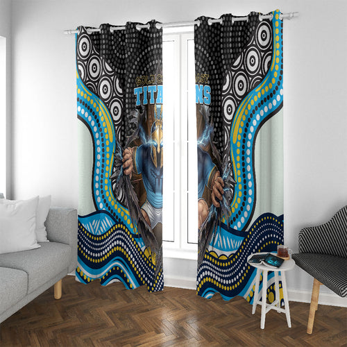 Gold Coast Titans Window Curtain The Scream of Lightning Eyes - Indigenous Dot Ripping Effect