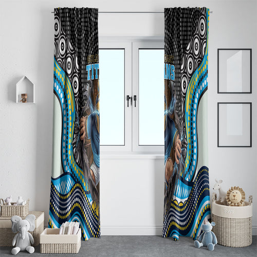 Gold Coast Titans Window Curtain The Scream of Lightning Eyes - Indigenous Dot Ripping Effect