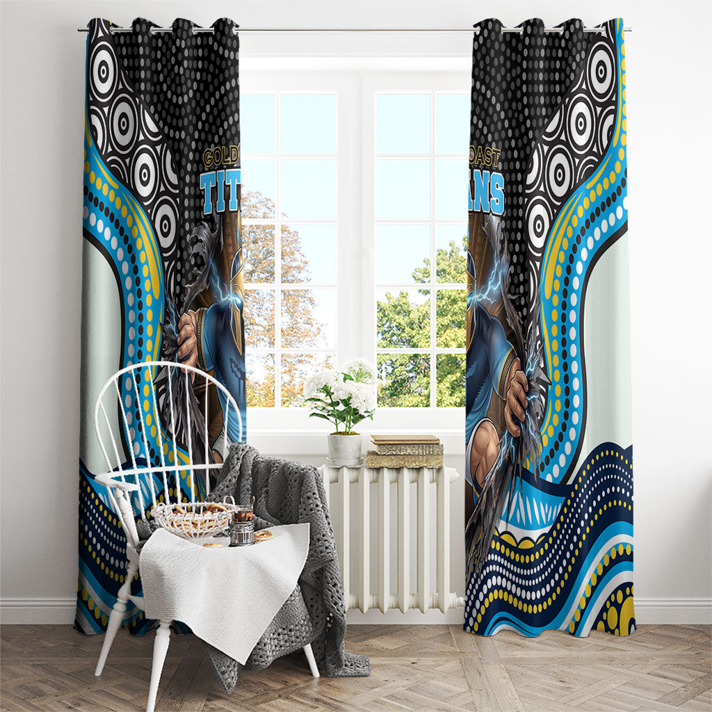 Gold Coast Titans Window Curtain The Scream of Lightning Eyes - Indigenous Dot Ripping Effect