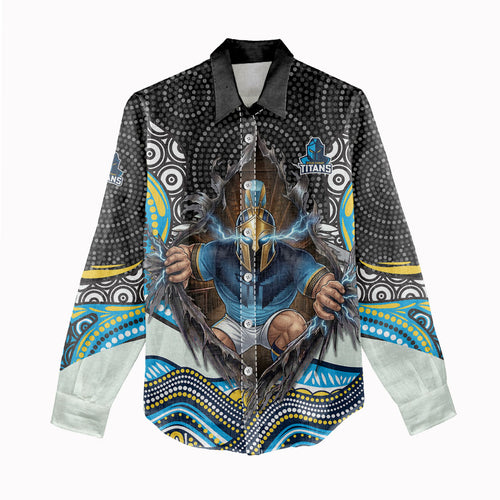 Gold Coast Titans Women Casual Shirt The Scream of Lightning Eyes - Indigenous Dot Ripping Effect