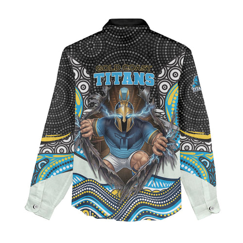 Gold Coast Titans Women Casual Shirt The Scream of Lightning Eyes - Indigenous Dot Ripping Effect