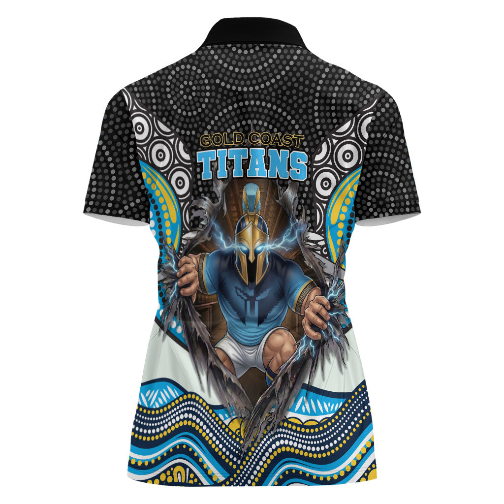 Gold Coast Titans Women Polo Shirt The Scream of Lightning Eyes - Indigenous Dot Ripping Effect