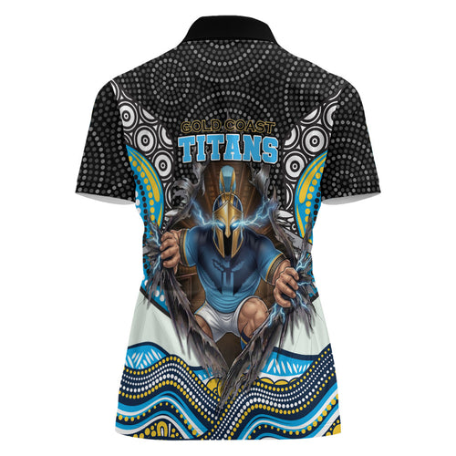 Gold Coast Titans Women Polo Shirt The Scream of Lightning Eyes - Indigenous Dot Ripping Effect