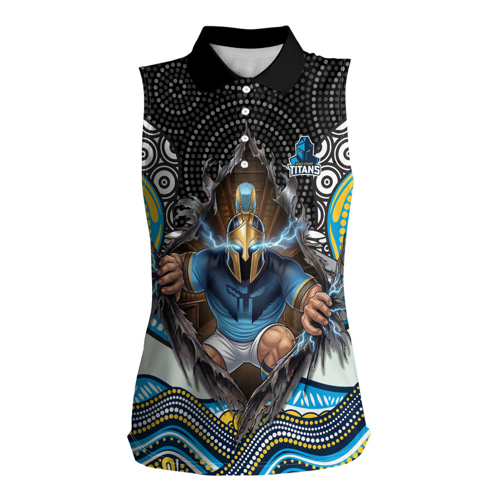 Gold Coast Titans Women Sleeveless Polo Shirt The Scream of Lightning Eyes - Indigenous Dot Ripping Effect