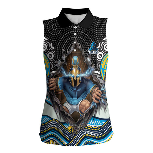 Gold Coast Titans Women Sleeveless Polo Shirt The Scream of Lightning Eyes - Indigenous Dot Ripping Effect