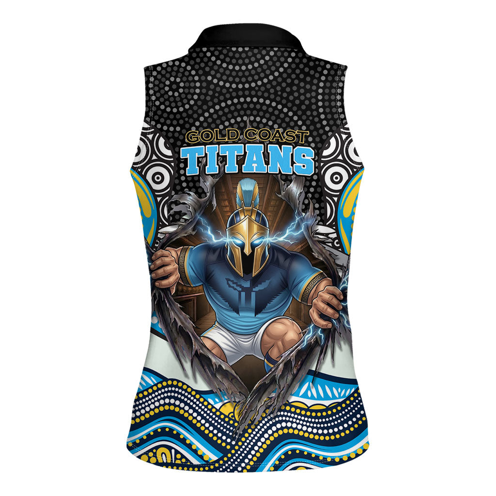 Gold Coast Titans Women Sleeveless Polo Shirt The Scream of Lightning Eyes - Indigenous Dot Ripping Effect