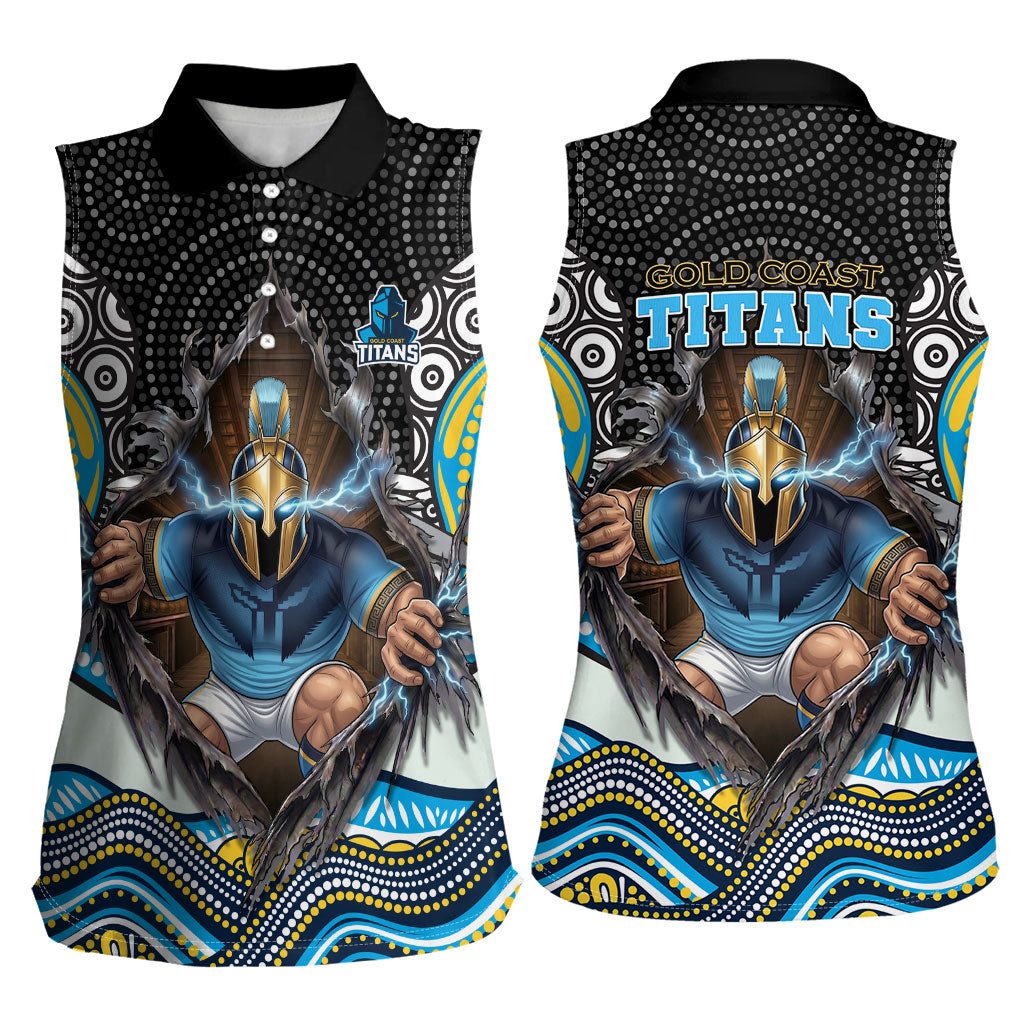 Gold Coast Titans Women Sleeveless Polo Shirt The Scream of Lightning Eyes - Indigenous Dot Ripping Effect