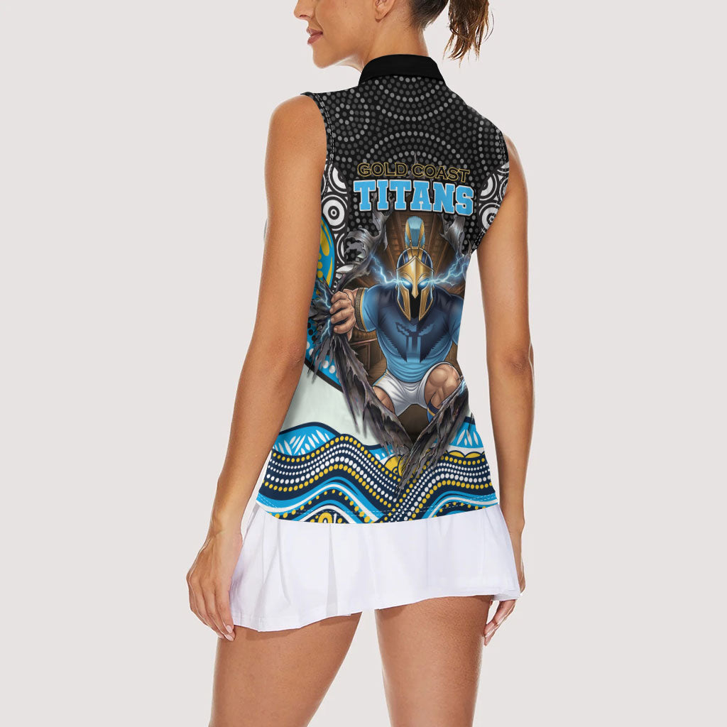 Gold Coast Titans Women Sleeveless Polo Shirt The Scream of Lightning Eyes - Indigenous Dot Ripping Effect