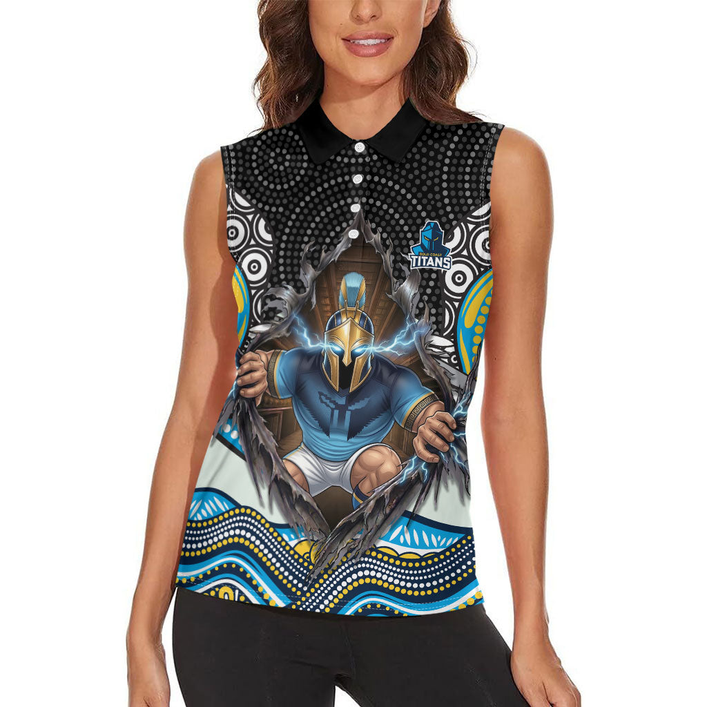 Gold Coast Titans Women Sleeveless Polo Shirt The Scream of Lightning Eyes - Indigenous Dot Ripping Effect