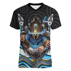 Gold Coast Titans Women V-Neck T-Shirt The Scream of Lightning Eyes - Indigenous Dot Ripping Effect