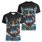 Gold Coast Titans Women V-Neck T-Shirt The Scream of Lightning Eyes - Indigenous Dot Ripping Effect