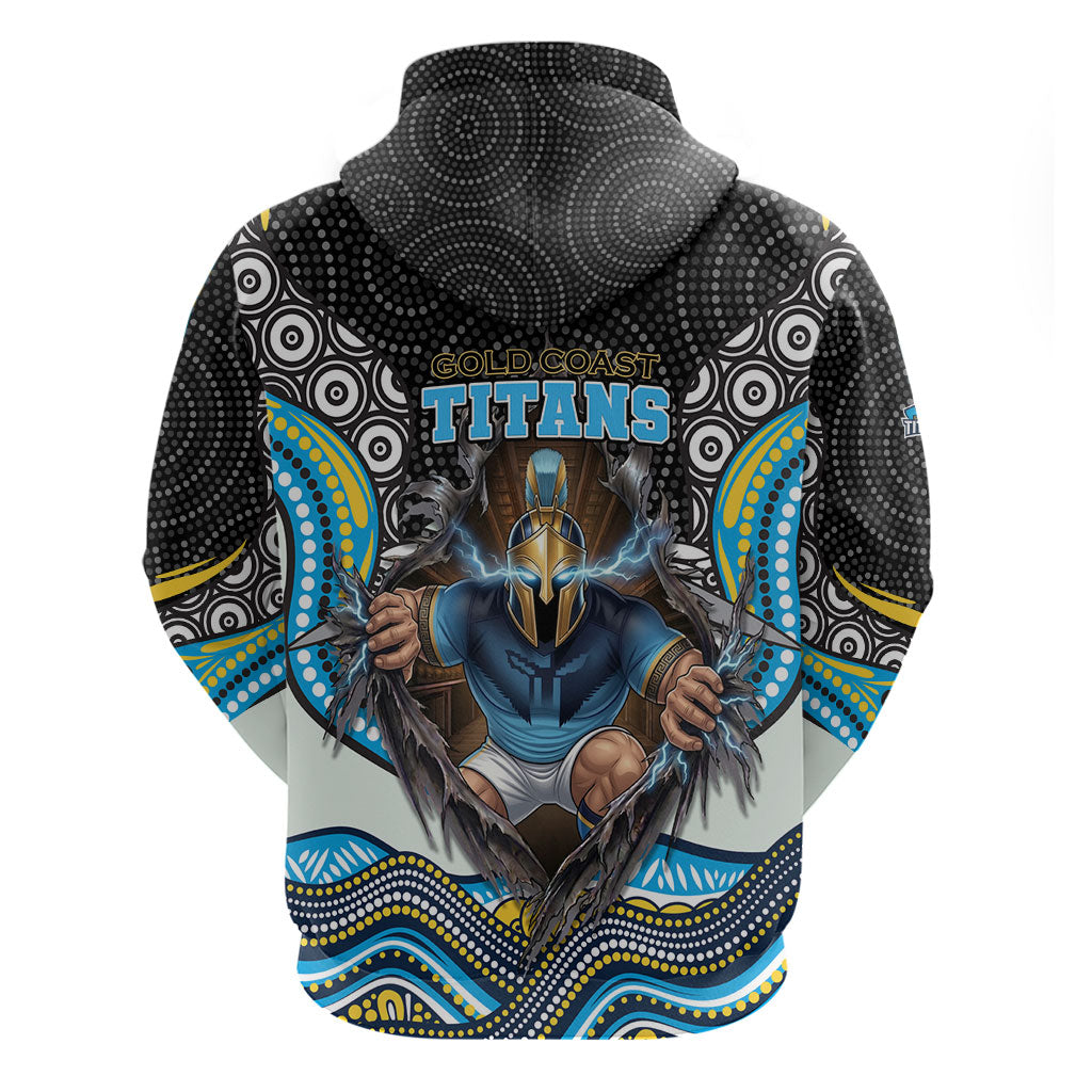 Gold Coast Titans Zip Hoodie The Scream of Lightning Eyes - Indigenous Dot Ripping Effect