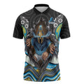 Gold Coast Titans Zipper Polo Shirt The Scream of Lightning Eyes - Indigenous Dot Ripping Effect